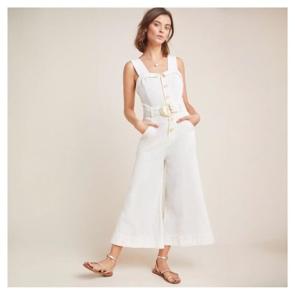 Anthropologie Pants - ANTHROPOLOGIE • Cape Code Jumpsuit in Ivory